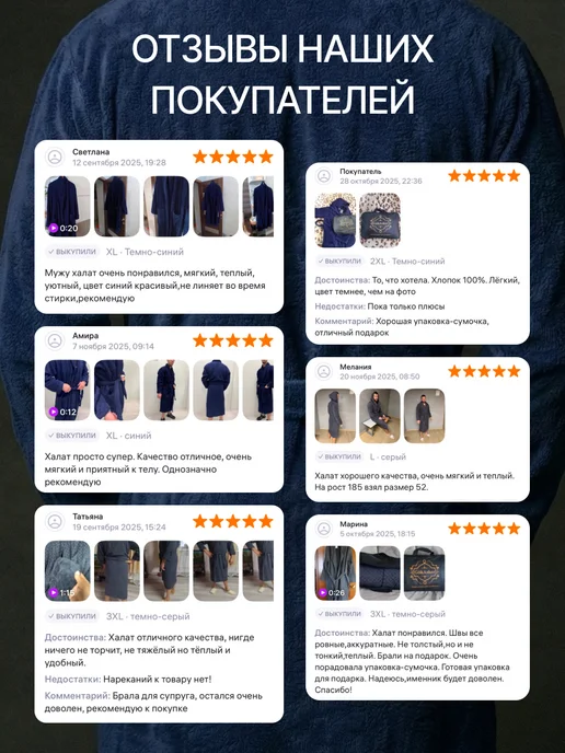 Халат мужской махровый банный домашний хлопок длинный мягкий, синий, фото 8