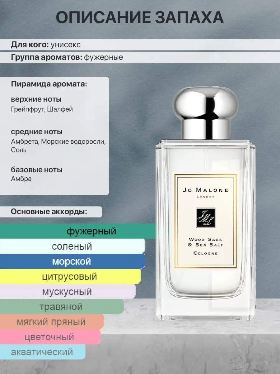 Распив отливант оригинал духов Jo Malone Wood Sage Sea Salt VISSTY  PERFUMERY 155829336 купить за 198 ₽ в интернет-магазине Wildberries