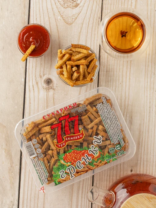 ГРЕНКИ 777 Гренки Три Семёрки 777 со вкусом красной икры 5 шт по 150 гр, 5 шт, 150 г, фото 6