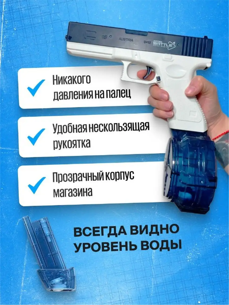 Водяной пистолет электрический Glock Игрушечное оружие Cosmover 155883869  купить за 1 159 ₽ в интернет-магазине Wildberries