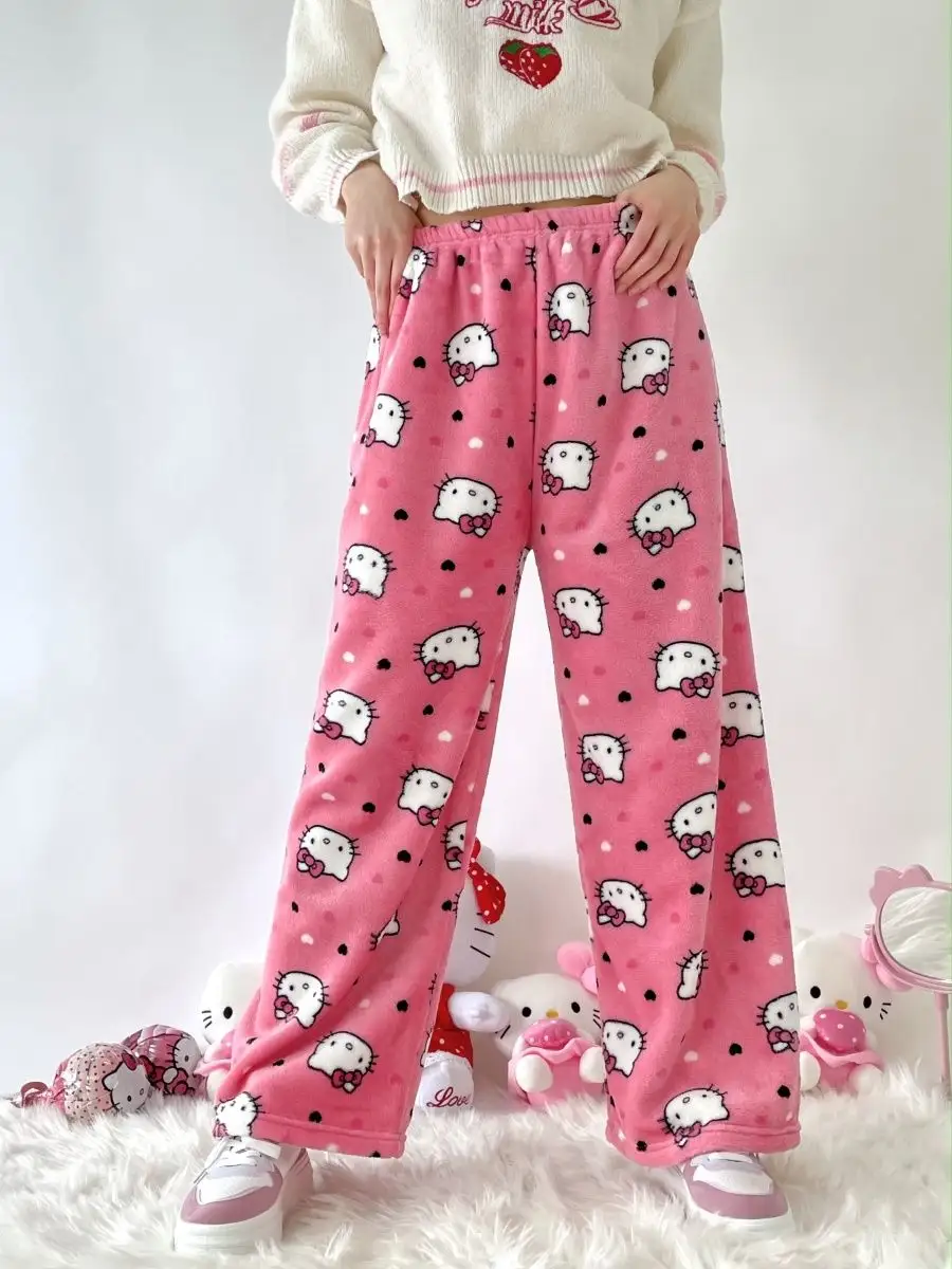 Штаны Hello Kitty y2k у2к Hello Kitty 155904011 купить в интернет-магазине  Wildberries