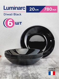 Тарелки для супа Diwali Black глубокие 20 см, 780 мл, 6 шт Luminarc 156058594 купить за 2 107 ₽ в интернет-магазине Wildberries