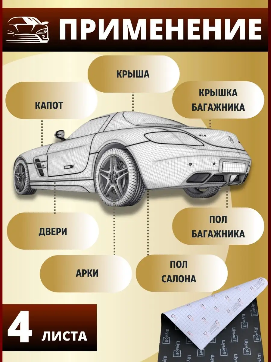 Тепло шумоизоляция и звукоизоляция авто Комфорт 6 мм - 4 л. Шумофф  156082008 купить за 4 113 ₽ в интернет-магазине Wildberries