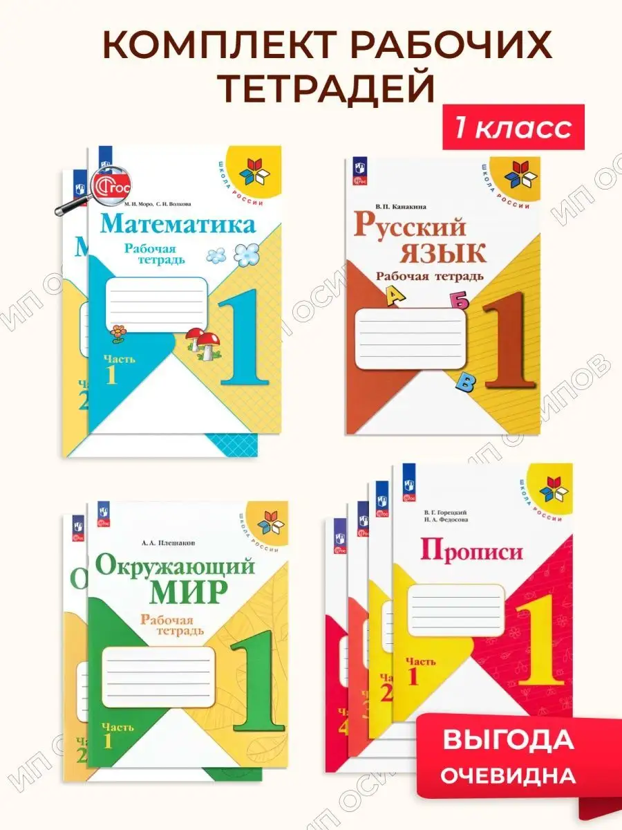 Набор рабочих тетрадей для 1 класса + прописи (Школа России) Просвещение  156097772 купить за 2 408 ₽ в интернет-магазине Wildberries