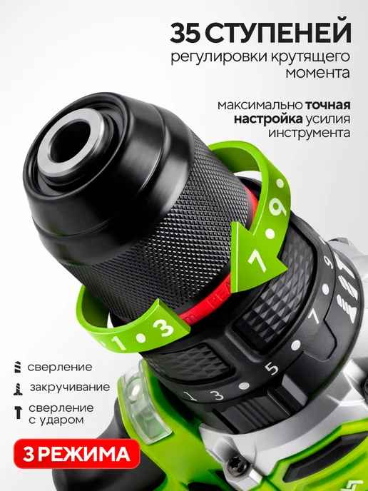 CRAFIX Шуруповерт аккумуляторный 2 АКБ 4500 об мин 6 Ah, черный, фото 7