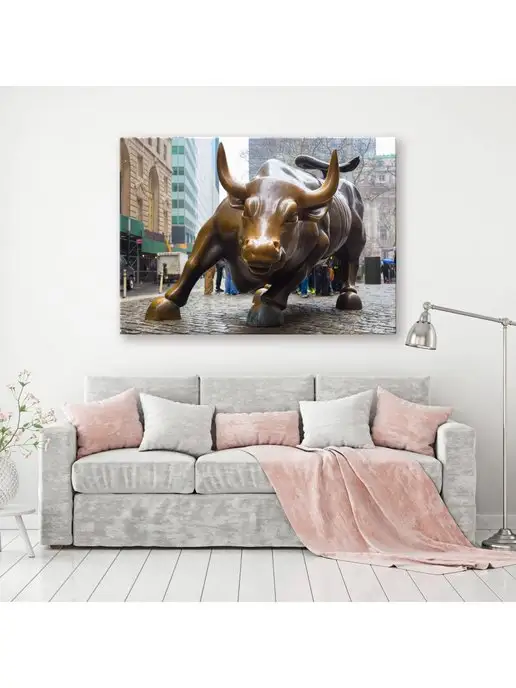 myholstik Золотая скульптура золотой бык на уол стрит 60х40 см, 40x30 см, фото 6