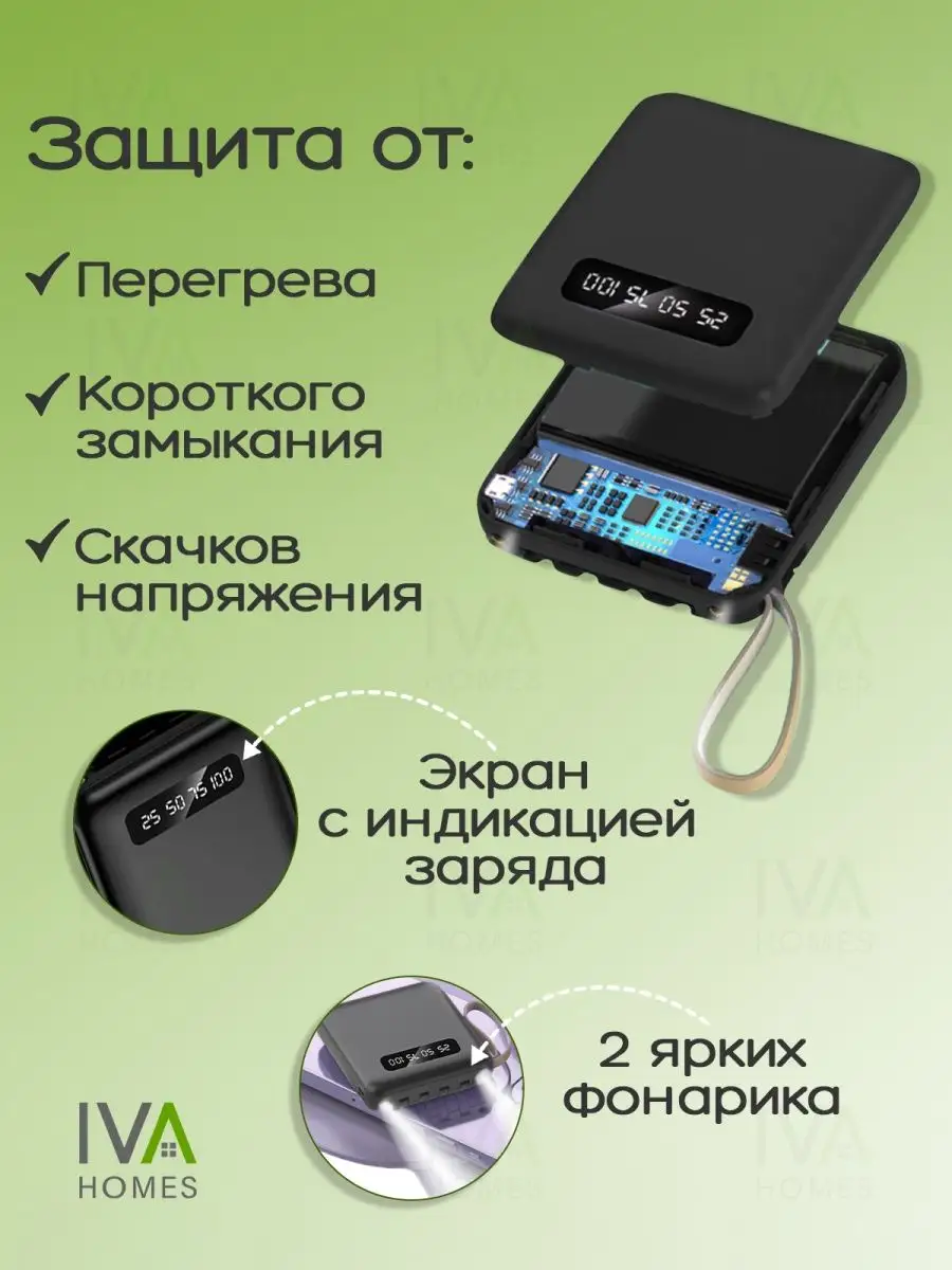 Повербанк мини зарядка для телефона Power Bank IVA Homes 156182814 купить в  интернет-магазине Wildberries