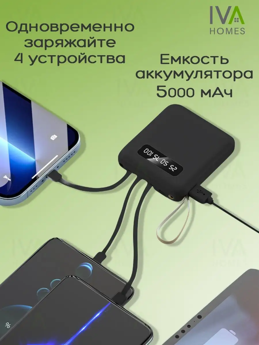 Повербанк мини зарядка для телефона Power Bank IVA Homes 156182814 купить в  интернет-магазине Wildberries