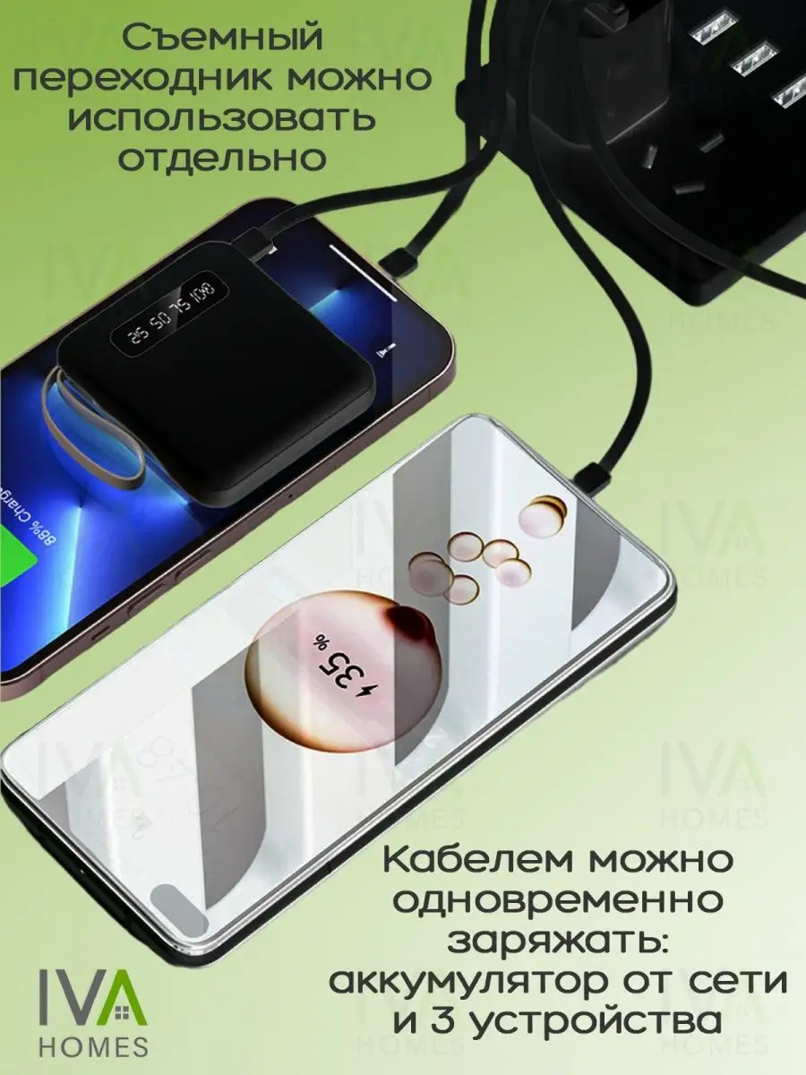 Повербанк мини зарядка для телефона Power Bank IVA Homes 156182814 купить в  интернет-магазине Wildberries