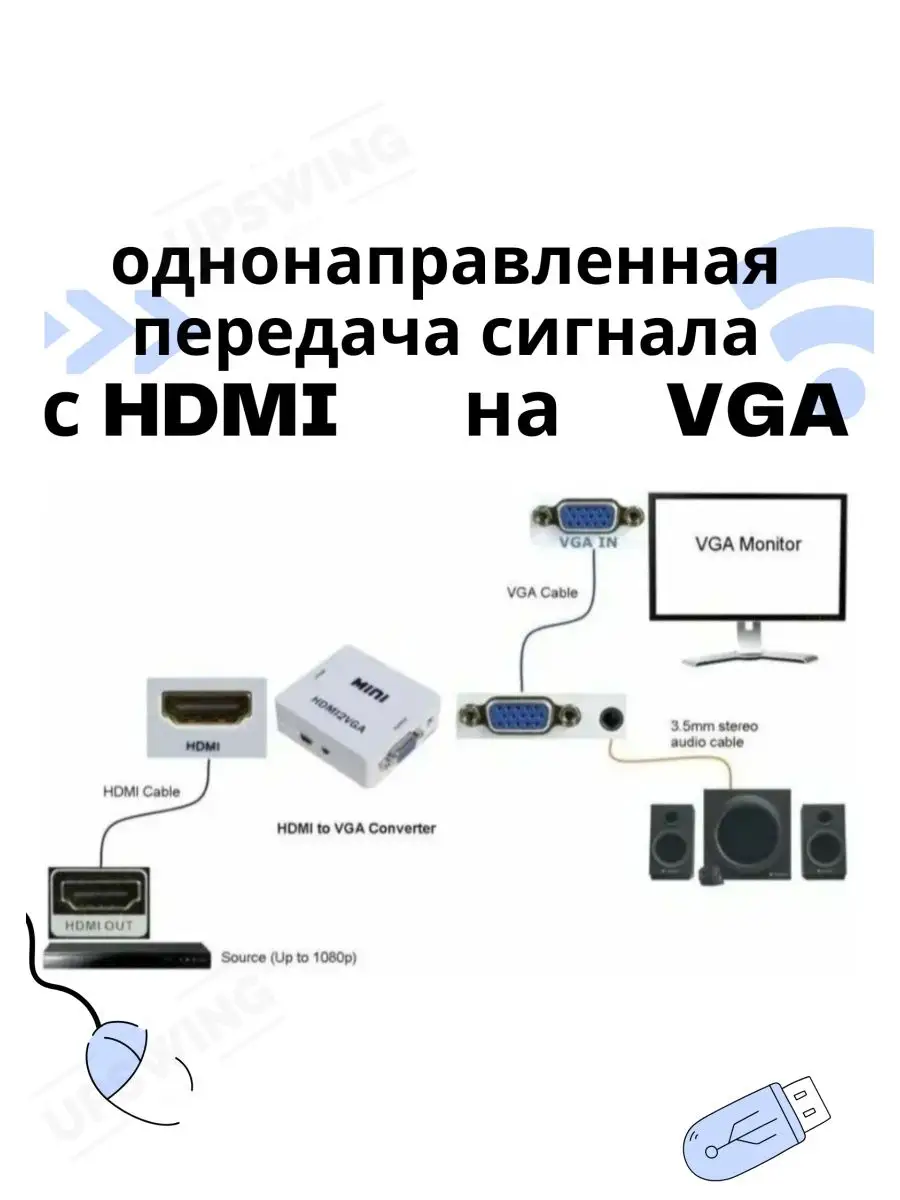 Конвертер из AV в VGA (AV2VGA) / Переходник AV на VGA