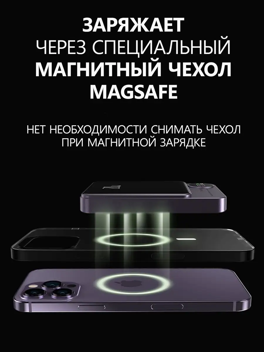 Внешний аккумулятор для беспроводной зарядки iPhone, Android MobiSafe  156382268 купить в интернет-магазине Wildberries