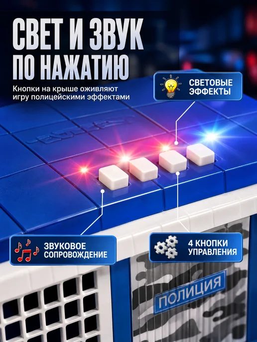 ТехноПарк Игровой набор полицейский гараж и машинка Уаз хантер полиция, синий, фото 3