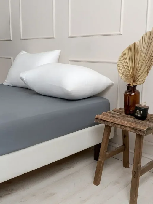 SalvaHome Простынь на резинке 160х200 однотонная полисатин борт 25 см, вариант, фото 8