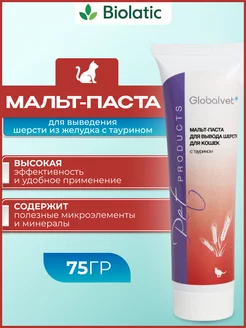 Паста для вывода шерсти для кошек с таурином Globalvet 156443792 купить за 503 ₽ в интернет-магазине Wildberries