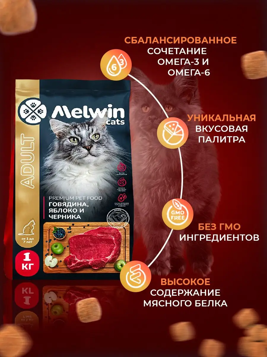 Сухой корм для кошек Melwin 156512981 купить в интернет-магазине Wildberries