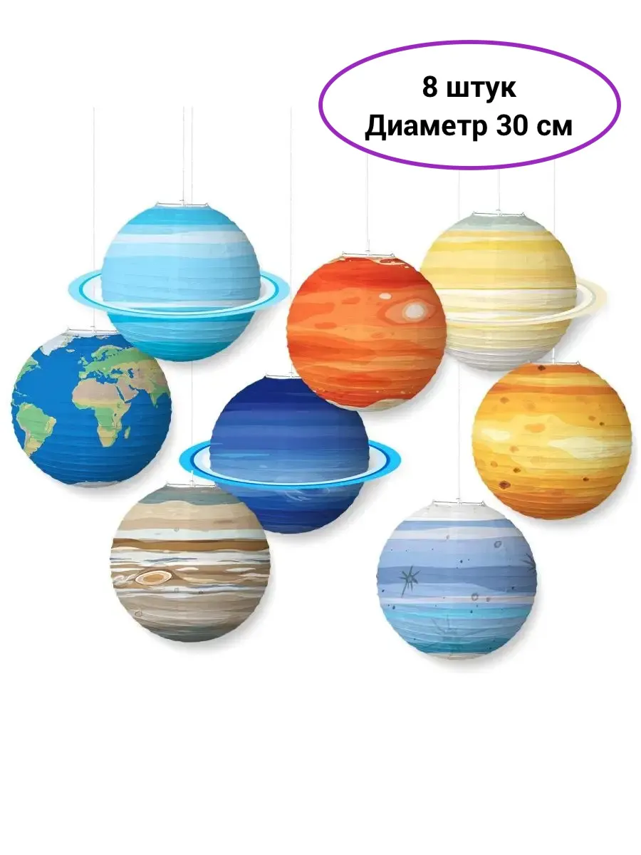 Бумажный шар Планеты 8 шт.