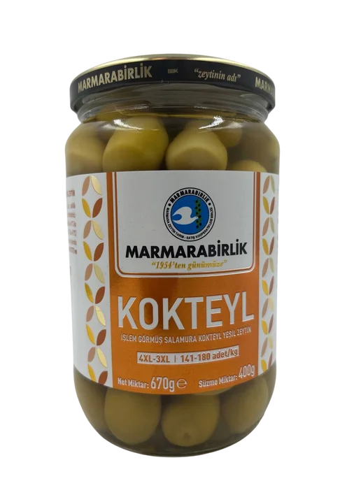 Marmarabirlik Турецкие зеленые оливки в рассоле 4XL, Kokteyl ( 400гр.), 400 г, фото 2