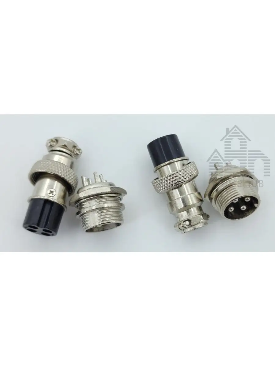Разъём авиационный GX16 4pin, комплект папа+мама, 2пары