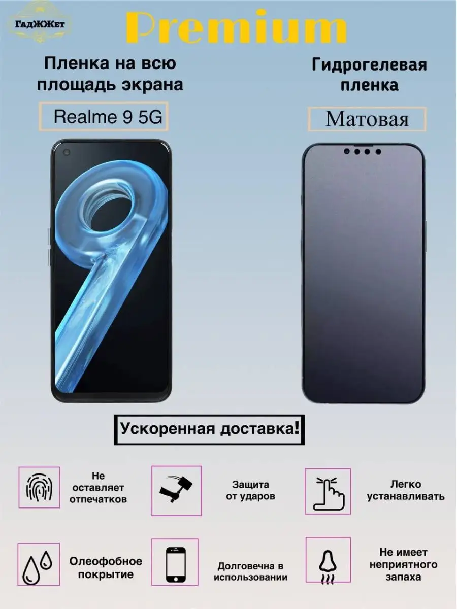 Гидрогелевая защитная пленка для Realme 9 5G ГадЖЖет 156583204 купить за  279 ₽ в интернет-магазине Wildberries