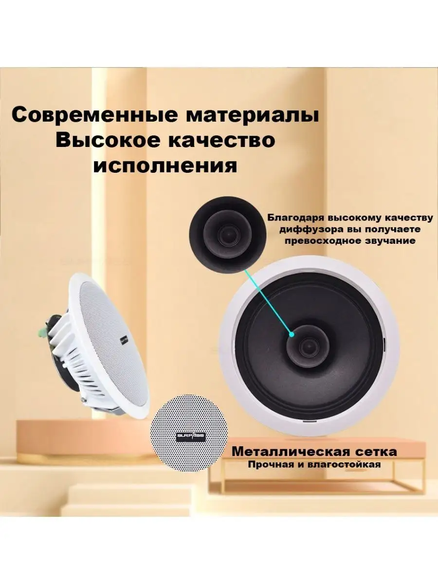 Встраиваемая потолочная Bluetooth акустика Radistone 156587191 купить за 4  830 ₽ в интернет-магазине Wildberries