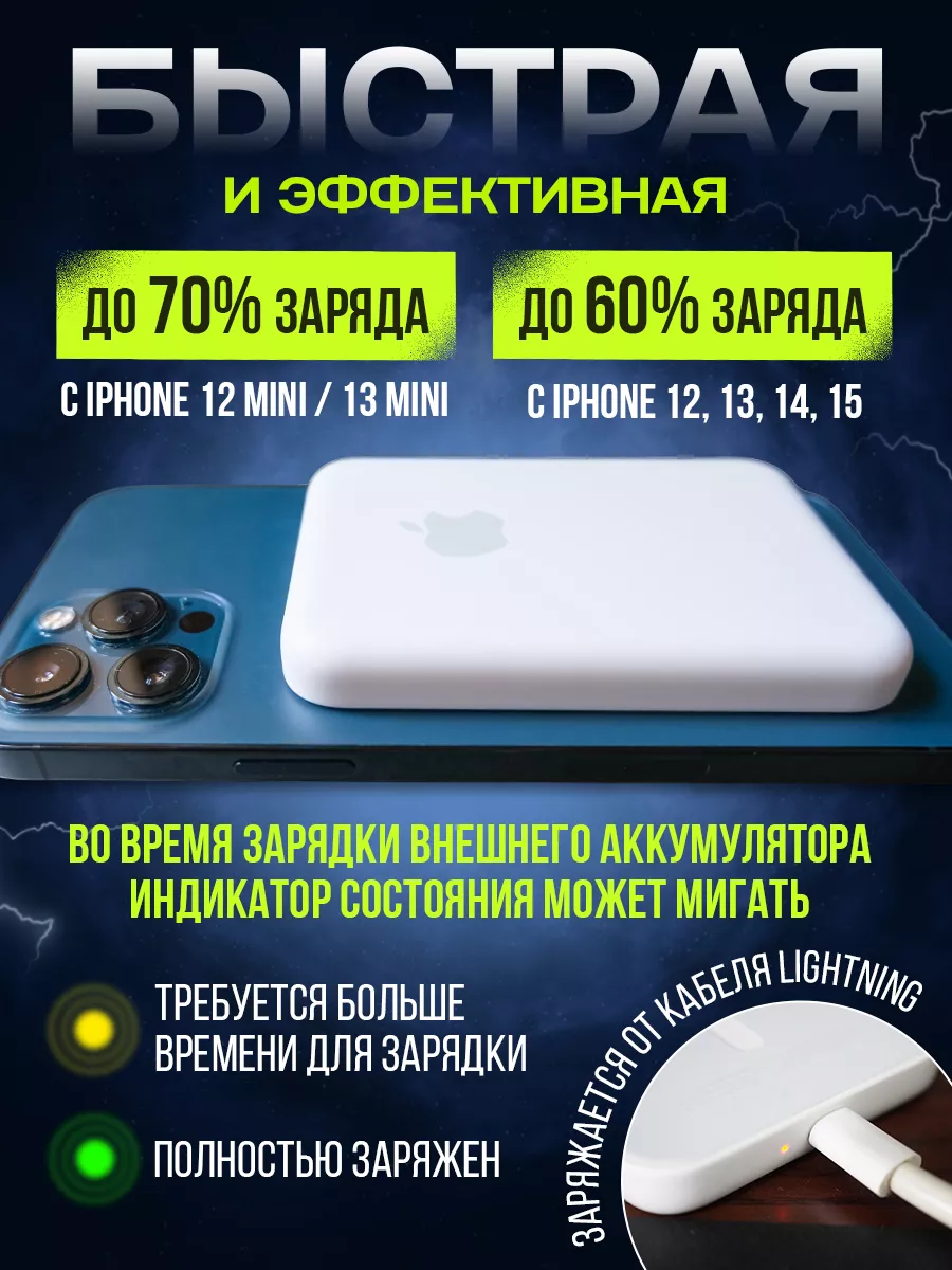 Внешний аккумулятор Повербанк MagSafe Battery Pack Powerbank Russmart  156627019 купить за 816 ₽ в интернет-магазине Wildberries