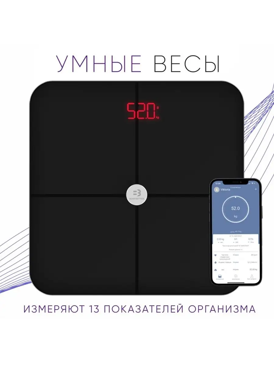 Умные весы электронные до 180 кг BB - 100 Bodybetter 156629352 купить в  интернет-магазине Wildberries