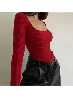 Кроп Топ с длинным рукавом кофта женская красная Одежда VB 156679019 купить за 776 ₽ в интернет-магазине Wildberries