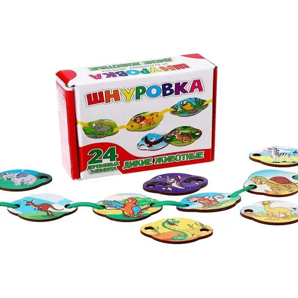 Развивающий набор шнуровка "Дикие животные"