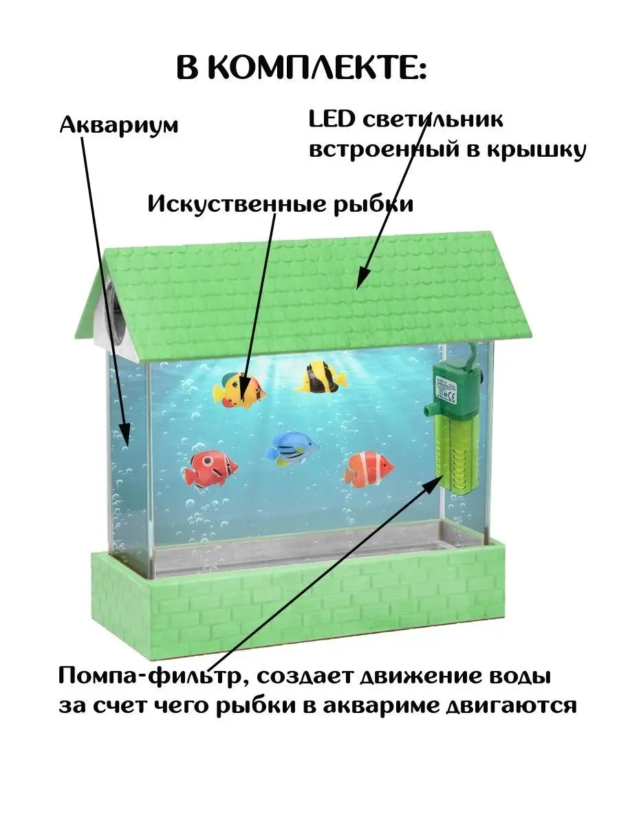 Ночник настольный детский светильник аквариум с рыбками Mon-Repos 156688214  купить за 1 603 ₽ в интернет-магазине Wildberries