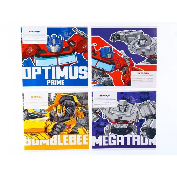 Тетрадь 18 листов клетка Трансформеры 4 вида МИКС