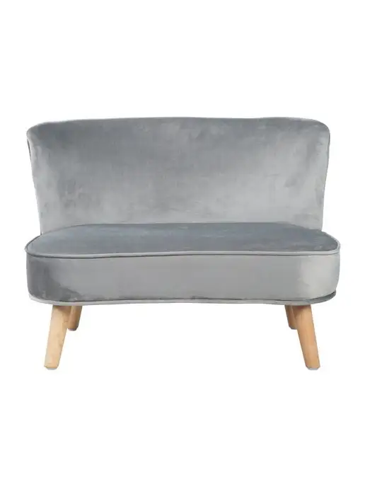 Roba Kids Диван велюровый детский Lil Sofa на деревянных ножках, серый, фото 2