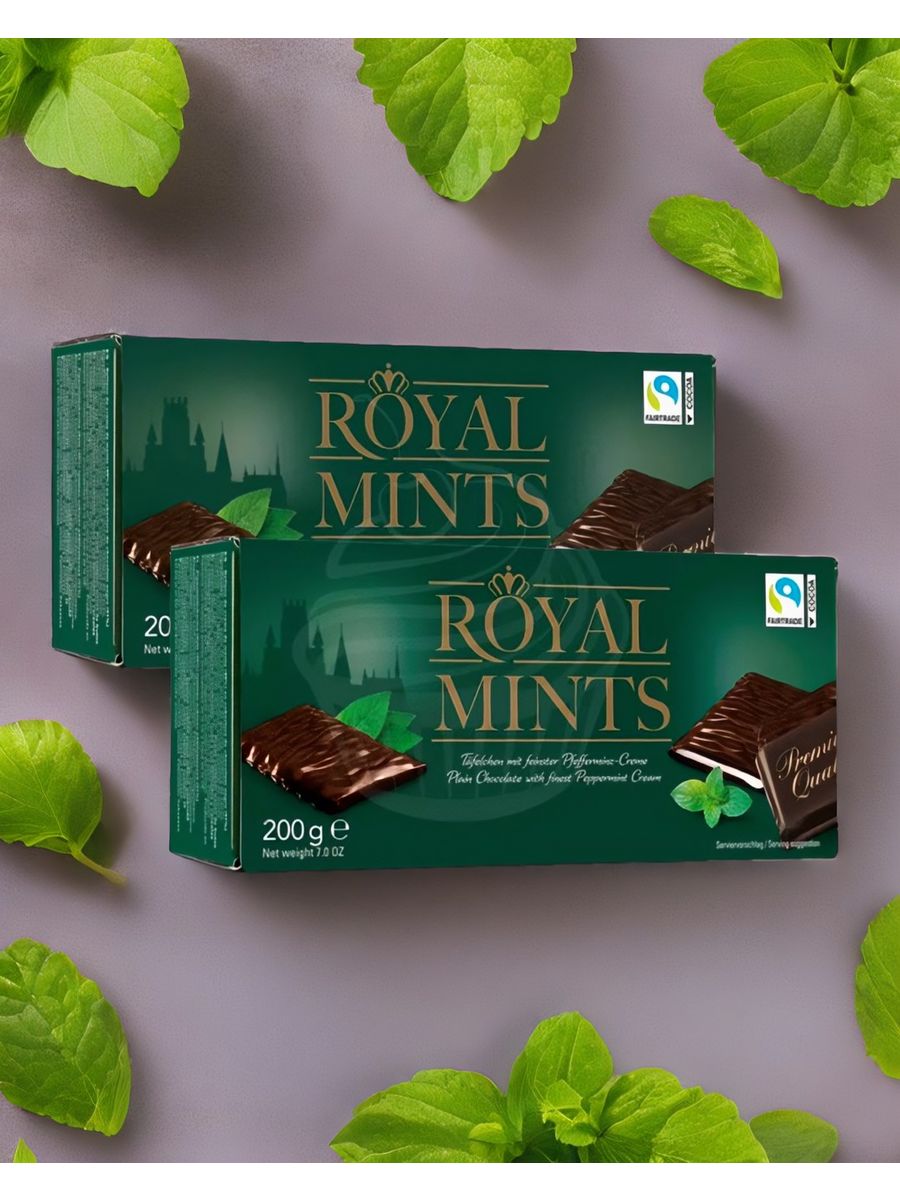 Шоколад Halloren Royal Mints темный с мятной начинкой порционный, 51% какао