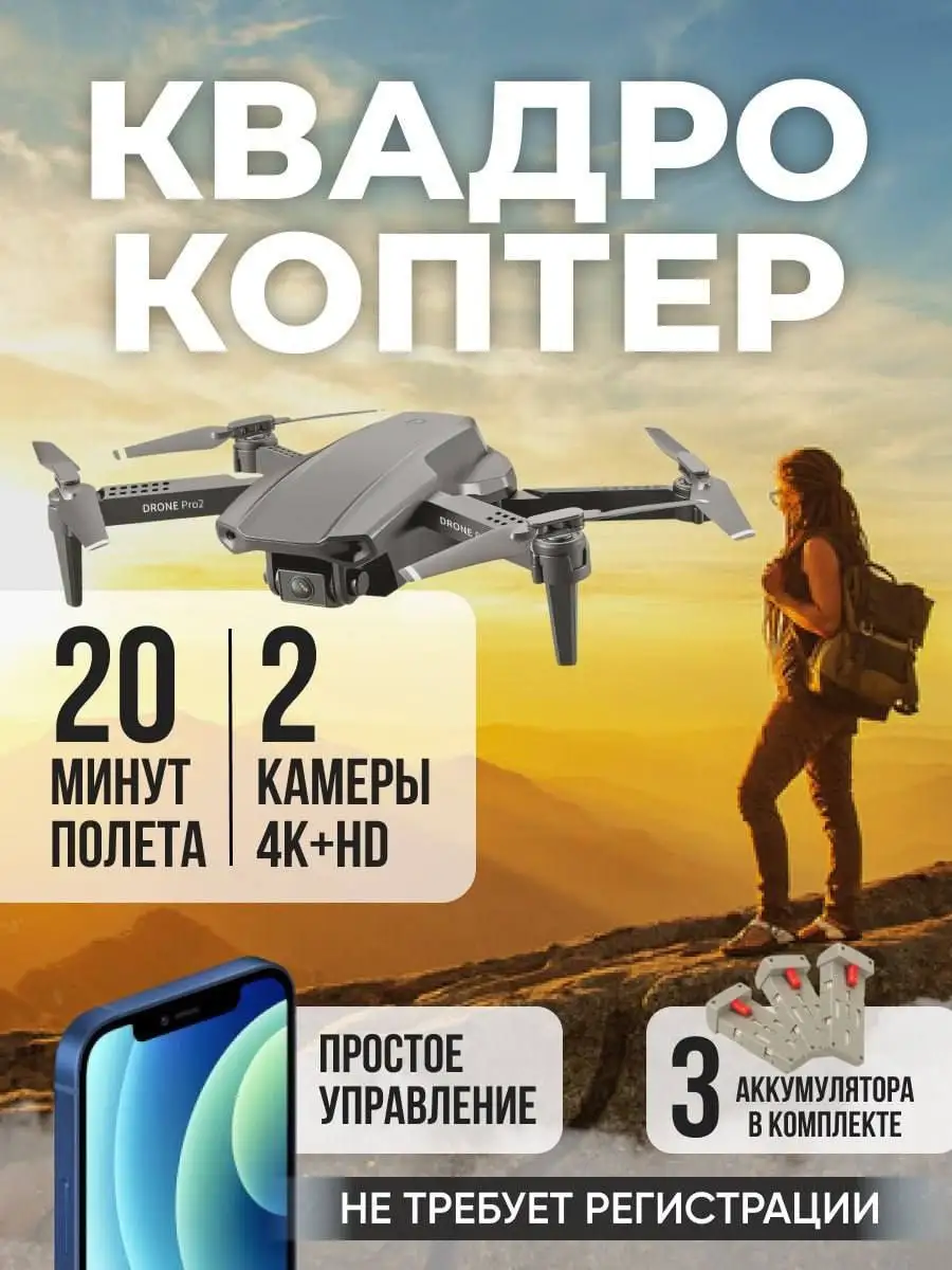 Квадрокоптер с камерой радиоуправляемый дрон RidLe 157043966 купить в  интернет-магазине Wildberries