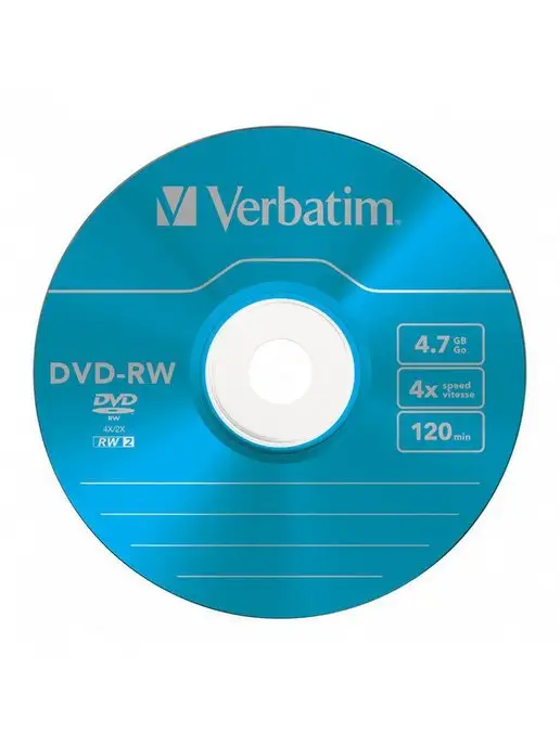 Verbatim Диск для записи DVD-RW 4.7Gb Slim Case Colour 5шт, 4,7 ГБ, 5 шт, фото 3