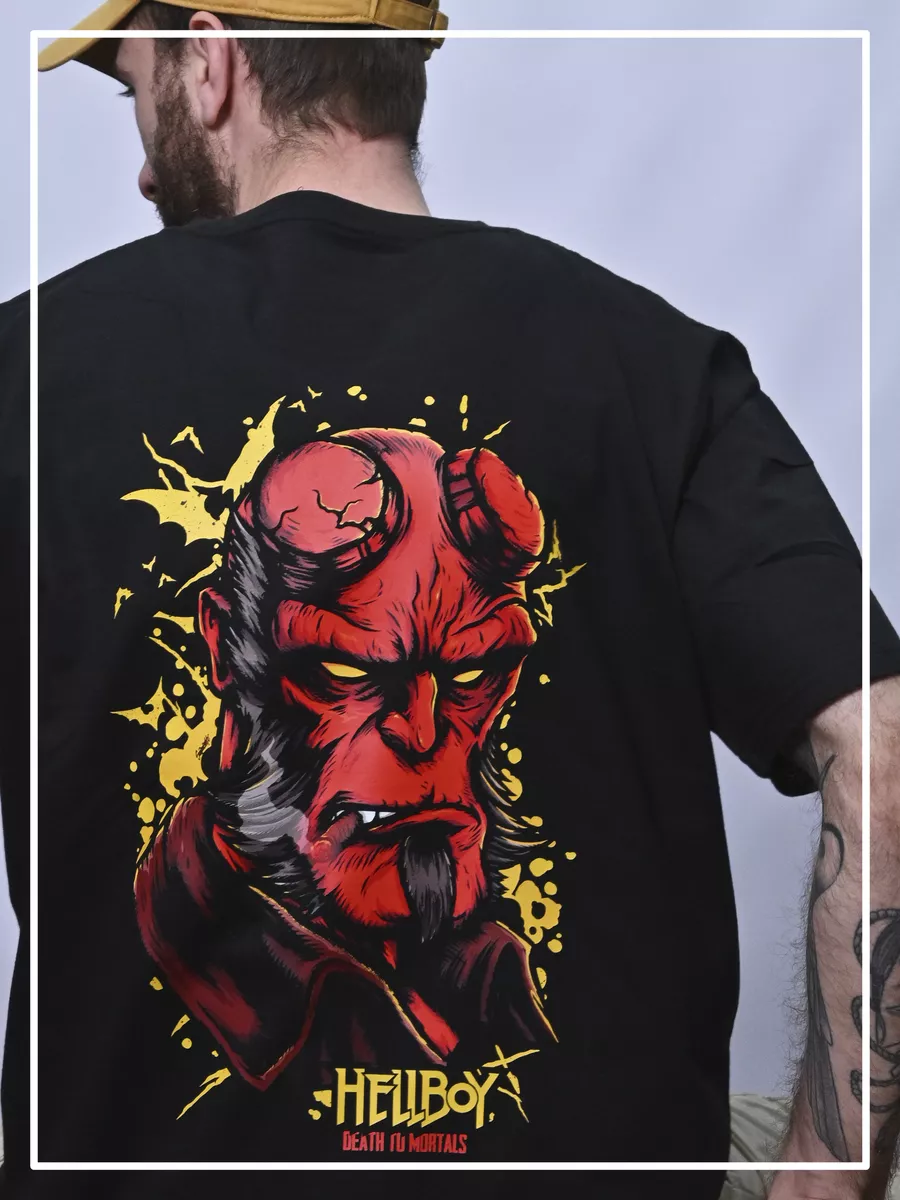 Футболка оверсайз с принтом из хлопка Hellboy Death to Mortals 157361743  купить за 1 117 ₽ в интернет-магазине Wildberries