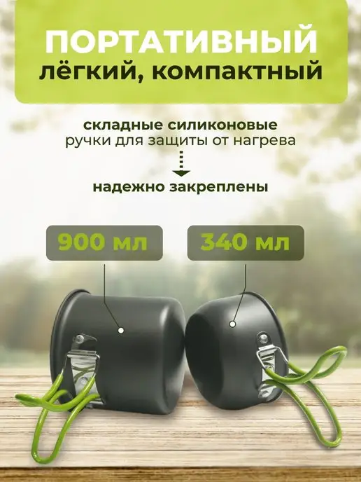 Польза и радость Котелок походный туристический с приборами, вариант, фото 4