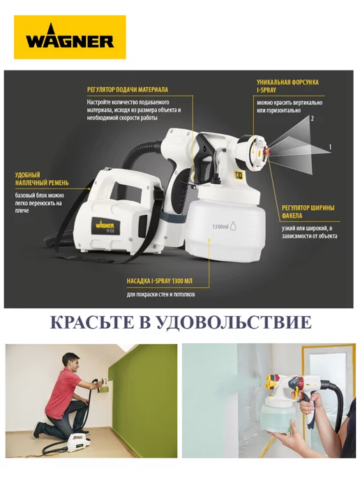 WAGNER Краскопульт электрический W450 для стен и потолков, черный, фото 2