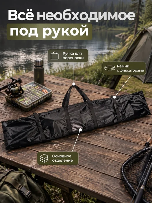 Free_Life Чехол для удочек 140см, черный, фото 3