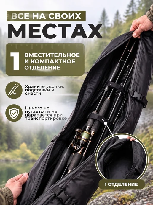 Free_Life Чехол для удочек 140см, черный, фото 7