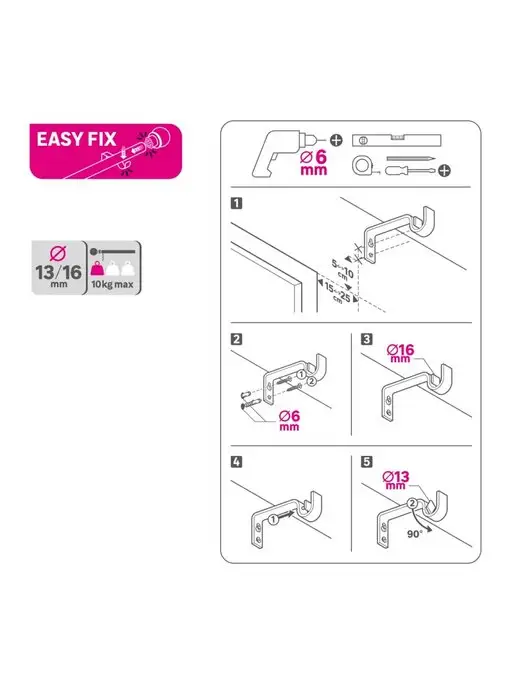 HOMEIT Карниз раздвижной 120-210 см гардина для штор настенная, вариант, фото 6