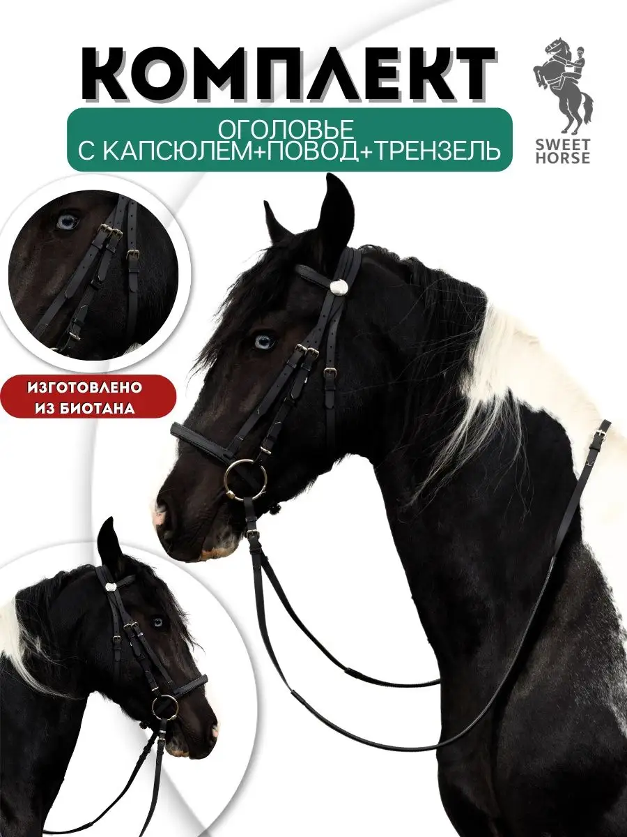 Сет- Оголовье с капсюлем+ Повод+ Трензель Sweethorse 157952216 купить за 4  140 ₽ в интернет-магазине Wildberries