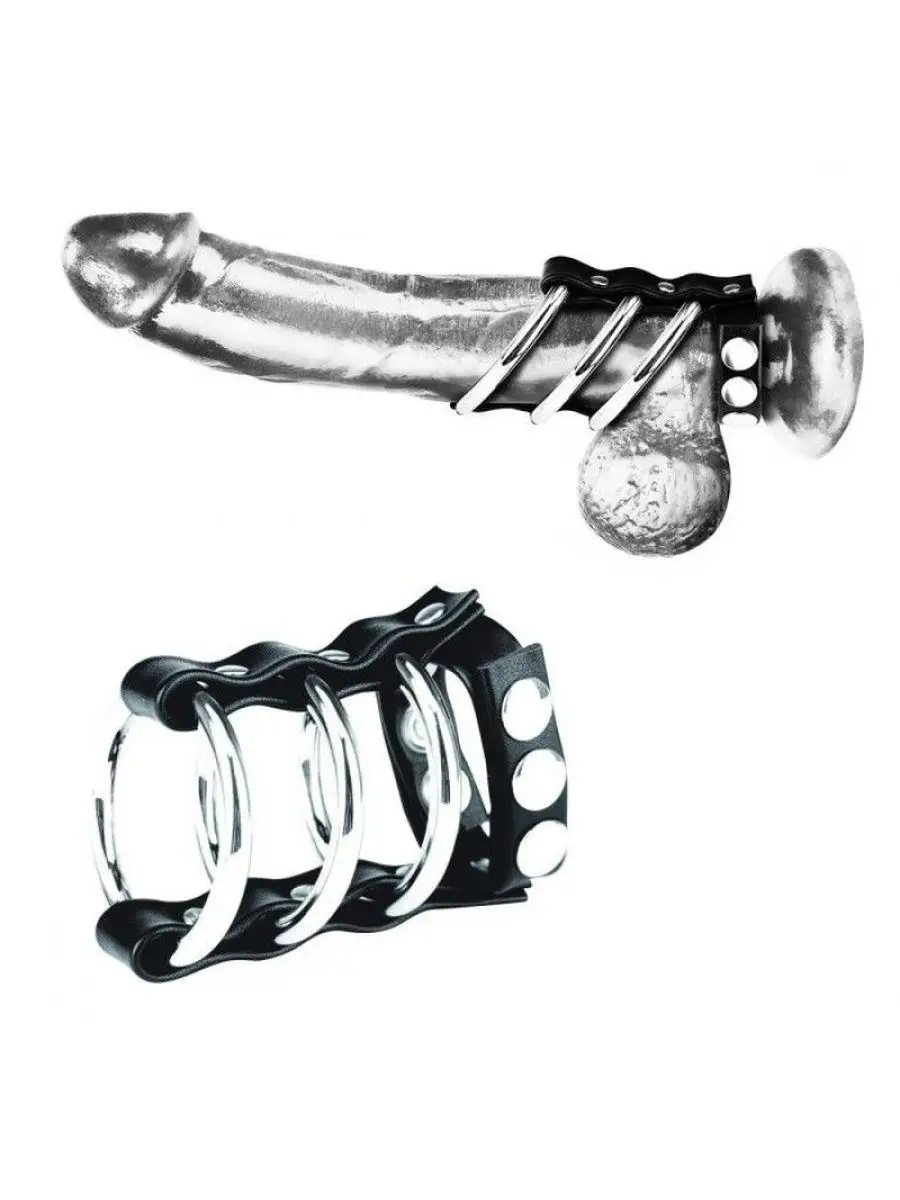 Тройное эрекционное кольцо Sinner Gear Unbendable - Triad Chamber Metal Cock and Ball Ring - Medium