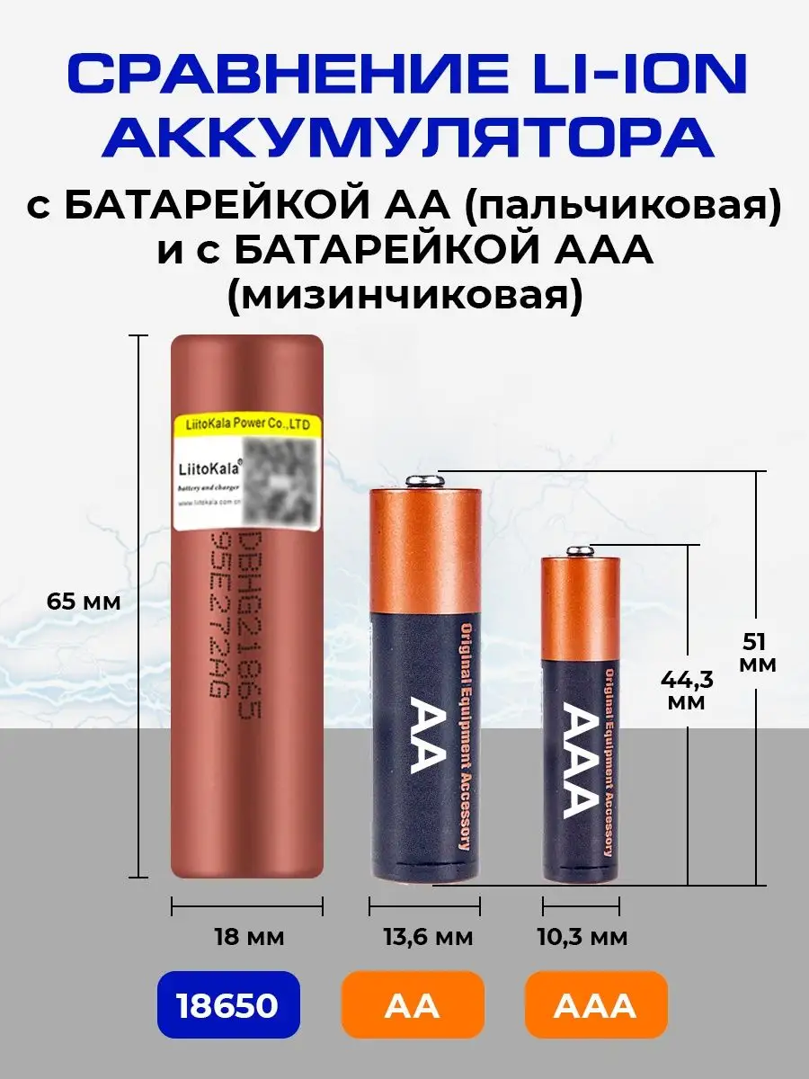 Литий-ионный аккумулятор 18650 литокала 3000 mAh LiitoKala 157961482 купить  за 341 ₽ в интернет-магазине Wildberries