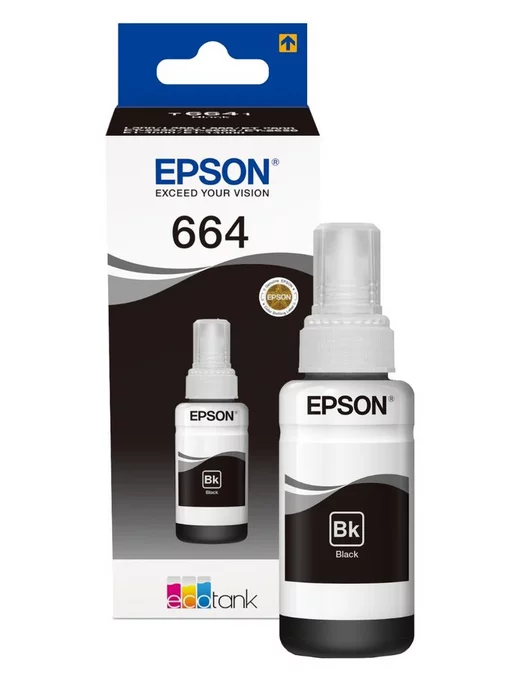 Epson 664 (C13T66414A), черный (Black) Оригинальные чернила Epson 664 (C13T66414A), черный