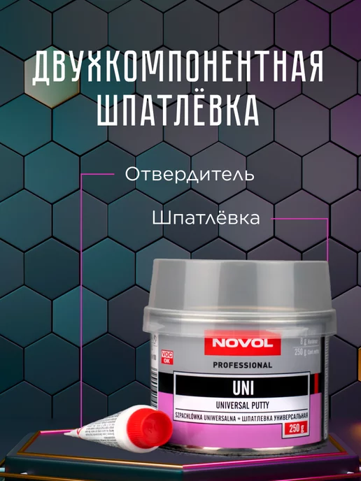 NOVOL Шпаклевка автомобильная со стекловолокном FIBER 0,2 кг, 1 кг, фото 3