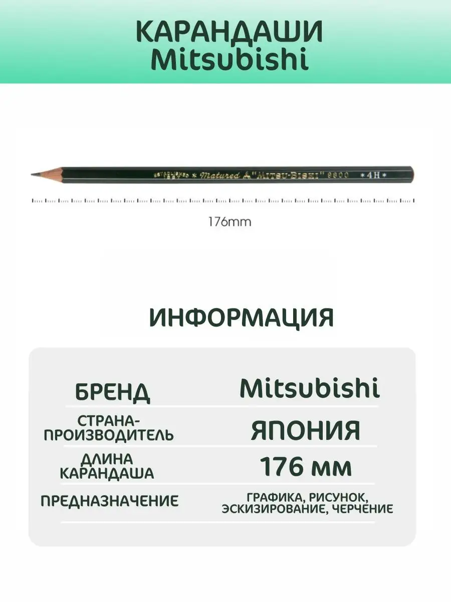 Набор художественных чернографитных карандашей Mitsubishi 158150919 купить  в интернет-магазине Wildberries