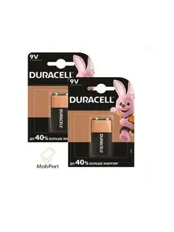 Батарейки щелочные Duracell Basic 6LR61 Крона 9V, 2 шт MobPort 158236441 купить за 251 ₽ в интернет-магазине Wildberries