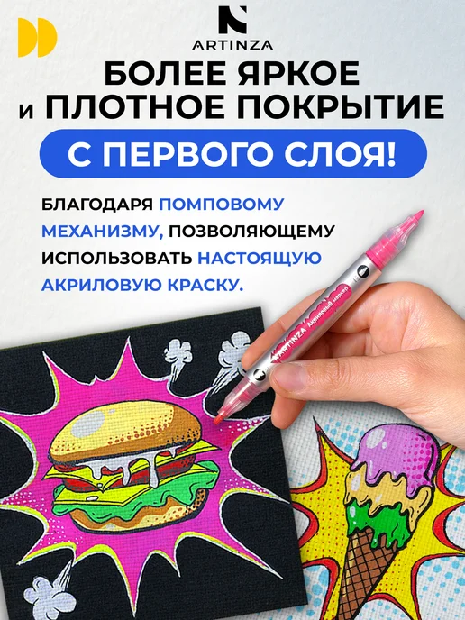 ARTINZA Двухсторонние акриловые маркеры набор для рисования, синий, фото 2