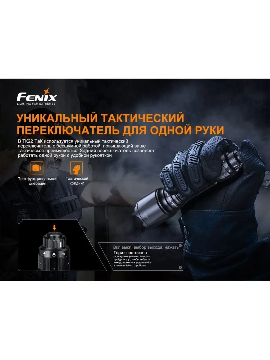 Спортивный светодиодный тактический Фонарь FENIX TK22TAC FENIX. 158317760  купить за 11 124 ₽ в интернет-магазине Wildberries