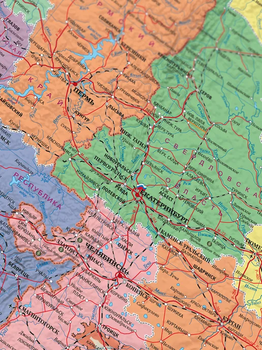 ГЕОДОМ Карта России политическая на стену большая. 230х150 см. ЛАМ, 230x150 см, фото 2